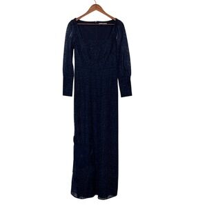 Kay Unger Lace Column Gown Navy BlueLong Sleeve Formal Dress Size 6